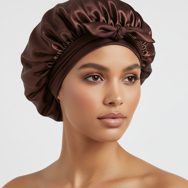 New Silk Bonnet For Sleeping Women Satin Bonnet Hair Bonnet Night Sleep Cap Scarf Wrap For Curly Hair With Tie Band For CurlyHat