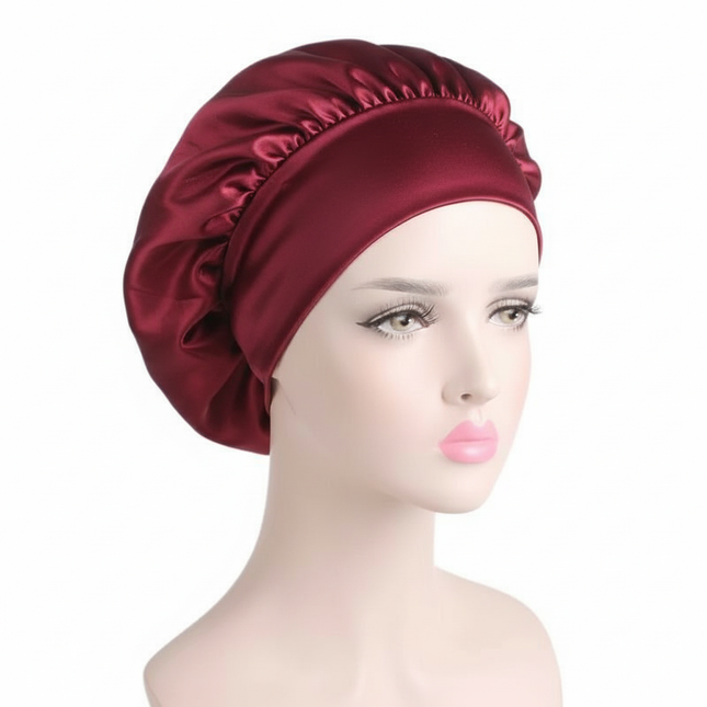 1PC Satin Sleeping Hat Night Sleep Hair Care Bonnet Nightcap Extra Satin Silky Shower Caps Sleep Cap with Premium Elastic Band