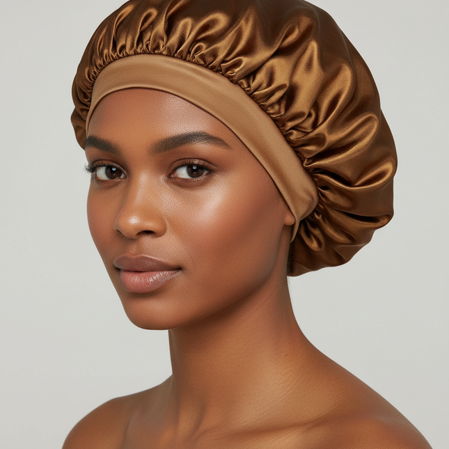 1pc Women's Solid Color Satin Wide-Brimmed Shower Cap, Suitable For Daily Use Silk Bonnet Satin Bonnet