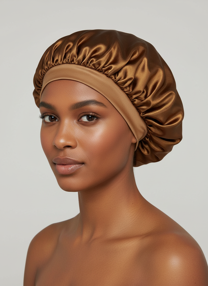 1pc Women's Solid Color Satin Wide-Brimmed Shower Cap, Suitable For Daily Use Silk Bonnet Satin Bonnet