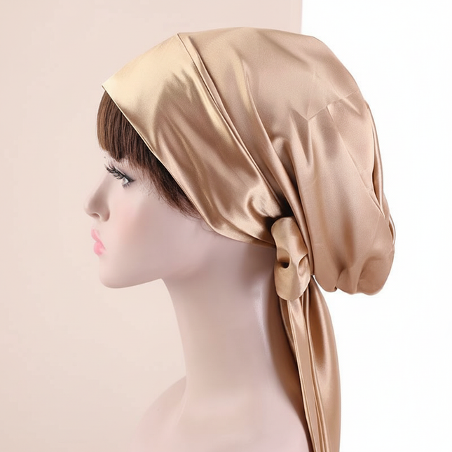 Women Silk Satin Cap Night Sleep Cap Hair Bonnet Hat Head Cover Satin Turban Headscarf Adjustable Ladies Long Hair Care Bonnet