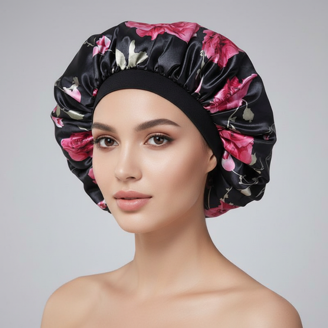 New Women's Extra Large Hair Cap For Sleeping African Printed Satin Cap Elastic Night Turban Artificial Silk Chemo Bonnet