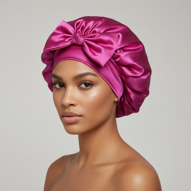 Women Satin Bonnet Solid Sleeping Hat Stretchy Tie Band Elastic Night Shower Cap Adjustable Hair Head Cover Bonnet for Women