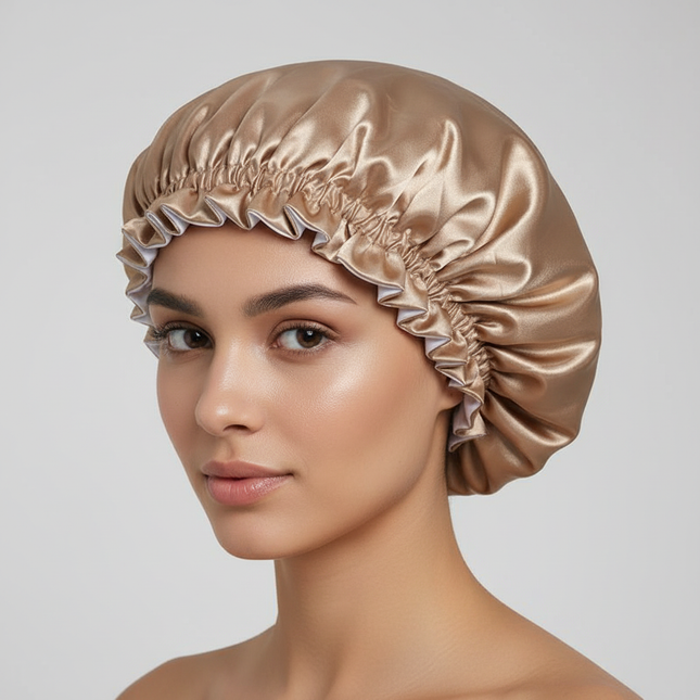 Lady Silk Night Sleep Hats Double Layer Head Cover Fashion Shower Cap Adjustable Silk Satin Bonnet For Women