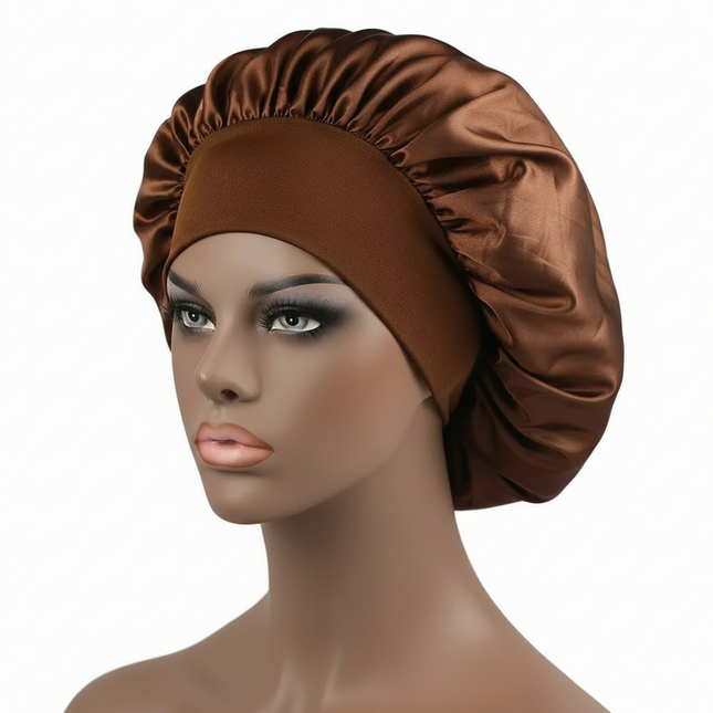 1PC Satin Sleeping Hat Night Sleep Hair Care Bonnet Nightcap Extra Satin Silky Shower Caps Sleep Cap with Premium Elastic Band