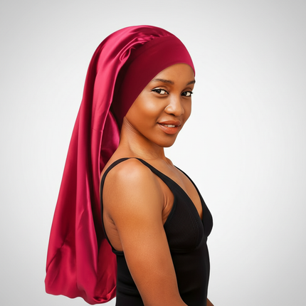 Extra Large Satin Sleep Bonnet - Elastic & Comfortable Night Cap for All Hair Types Bonnet