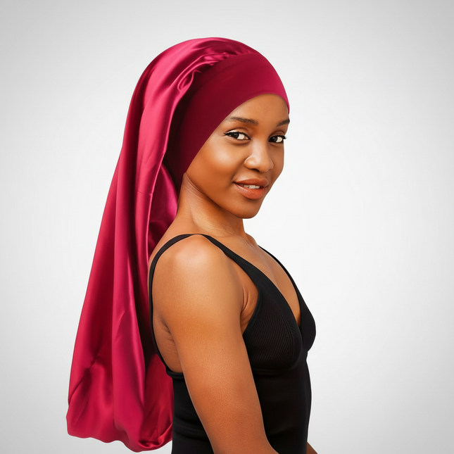 Extra Large Satin Sleep Bonnet - Elastic & Comfortable Night Cap for All Hair Types Bonnet