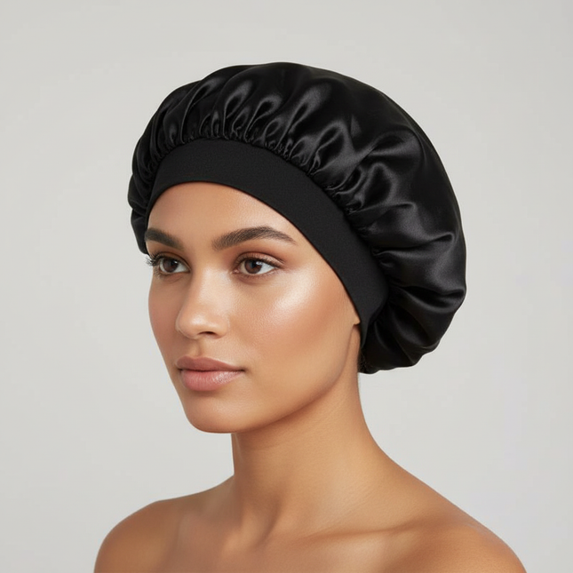 1PC Satin Sleeping Hat Night Sleep Hair Care Bonnet Nightcap Extra Satin Silky Shower Caps Sleep Cap with Premium Elastic Band