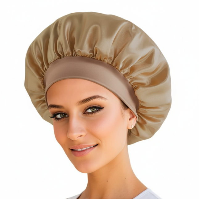 New Satin Wide Brim Nightcap Silky Bonnet Hair Wrap For Sleeping Sleep Cap With Elastic Soft Band Styling Cap Wash Face Nightcap