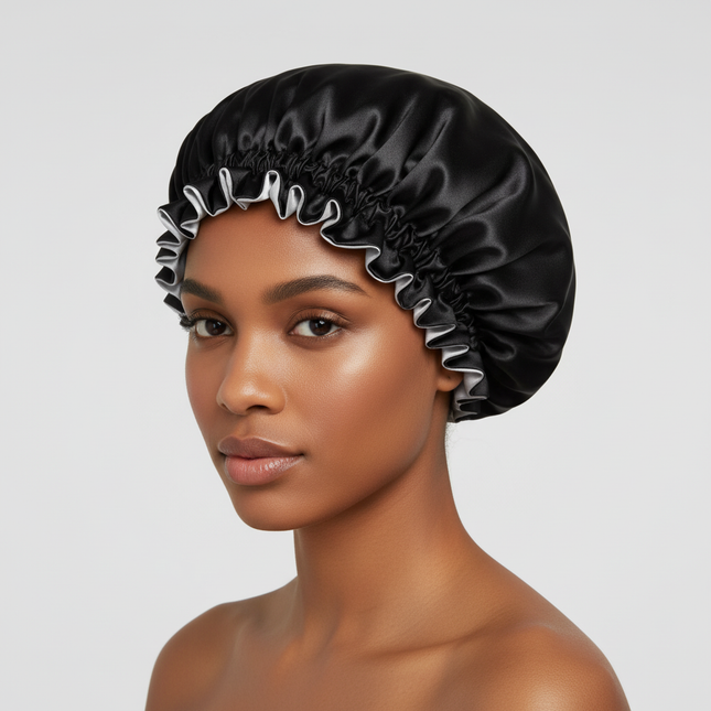 Lady Silk Night Sleep Hats Double Layer Head Cover Fashion Shower Cap Adjustable Silk Satin Bonnet For Women