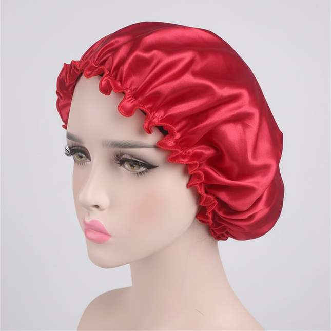1X Hair Satin Bonnet For Sleeping Shower Cap Silk Bonnet Bonnet Femme Head Cover Flower Elastic Band Women Night Sleep Cap