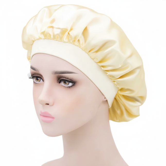 Unisex Imitation Silk Sleeping Hat Black Wine Navy Elastic Narrow Head Satin Bonnet Night Sleeping Shower Cap Hair Styling Tool