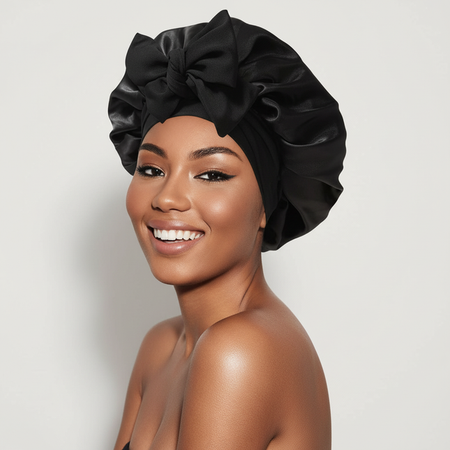 Double Layer Satin Hair Cap for Sleeping Bonnets for Women Round Haircare Women Headwear Night Hat Reversible Head Cover