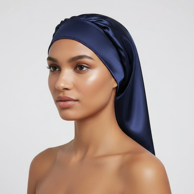 Long Women Large Satin Bonnet Silky Night Sleeping Cap Adjusting Button Night Hat Beauty Salon Hair Care Hat Bathroom Products