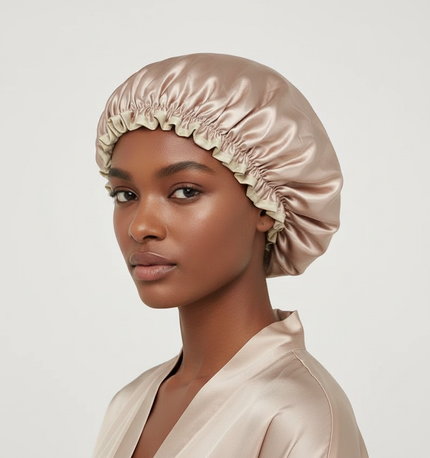 25cm Double Layer Waterproof Bath Hat Satin Cloth Shower Cap Round Dot Shower Hair Cover Women Supplies Hair Salon Bathing Caps