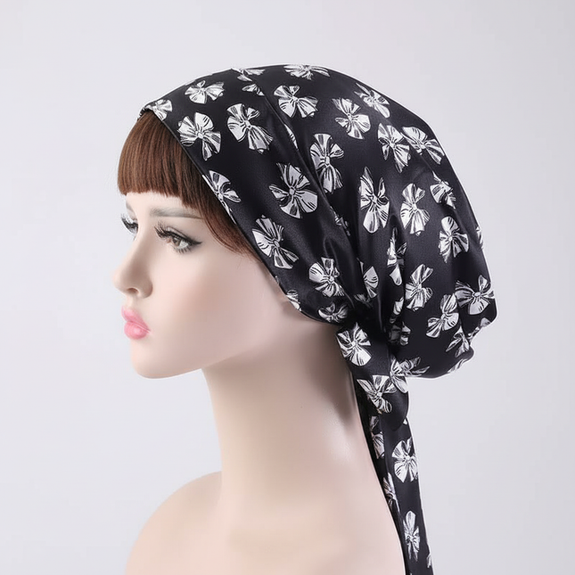 Women Silk Satin Cap Night Sleep Cap Hair Bonnet Hat Head Cover Satin Turban Headscarf Adjustable Ladies Long Hair Care Bonnet