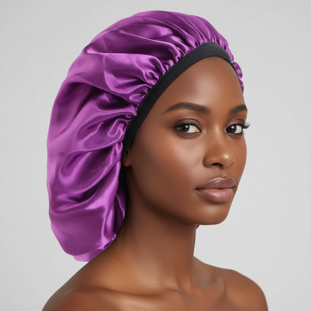 Sleep Bonnet Large Size Black Slim Band Elastic Shiny Headwear Soft Women Long Curly Hair Wrap Satin Hat Sleeping Home Supplies