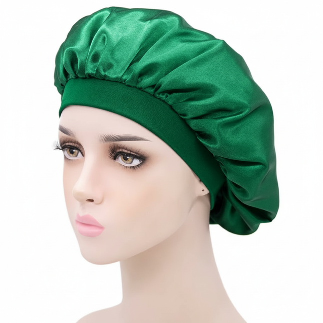 Unisex Imitation Silk Sleeping Hat Black Wine Navy Elastic Narrow Head Satin Bonnet Night Sleeping Shower Cap Hair Styling Tool