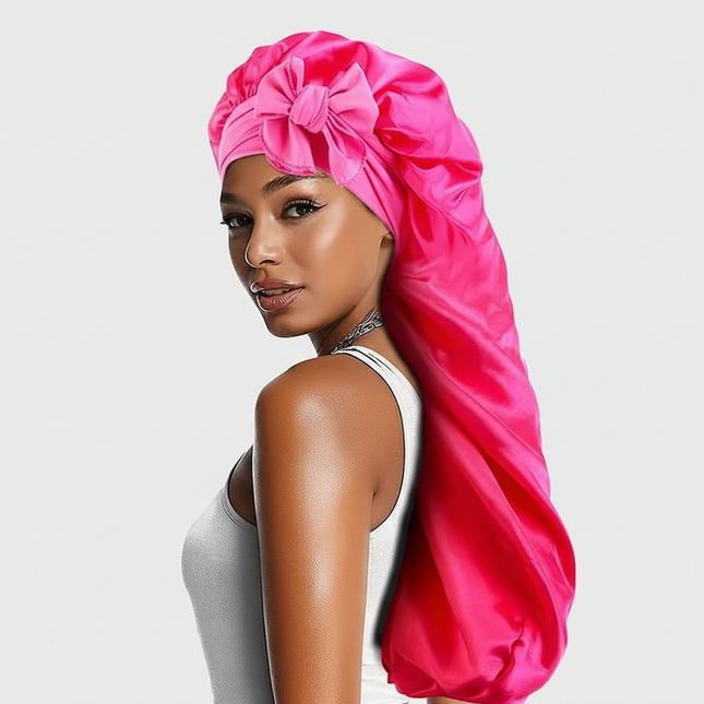 Sleeping Cap with Ribbon for Women, Elastic Satin Bonnet, Sleeping Cap, Breathable Turban, Sleep Headwear, Oversized Bandanas