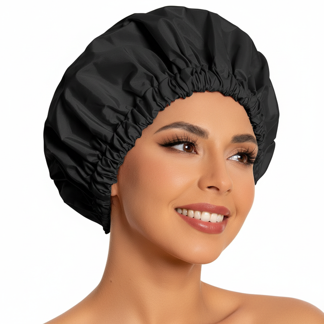 Women's Fashion Bonnet Soft Double Layer Button Adjustable Hair Hat for Daily Home Comfortable Sleep Hat Shower Caps