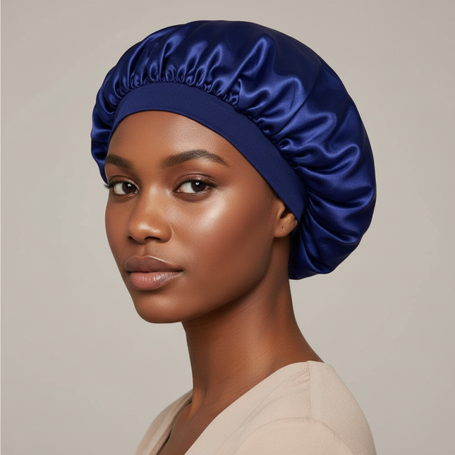 1pc Women's Solid Color Satin Wide-Brimmed Shower Cap, Suitable For Daily Use Silk Bonnet Satin Bonnet