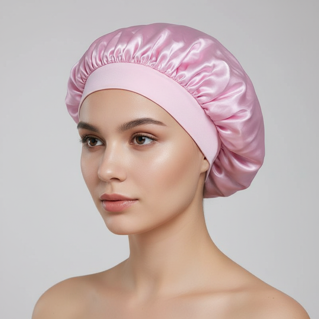 New Women Extra Large Satin Sleep Cap Solid Satin Bonnet Hair Styling Sleep Hat Wrap Shower Cap Beauty Hair Styling Tools