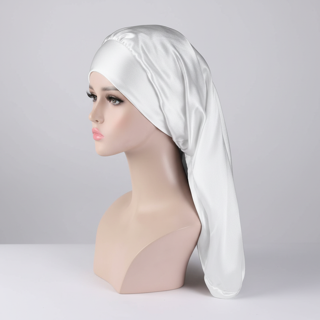 Long Satin Bonnet for Sleeping, Braid Bonnet for Sleeping, Bonnet with Tie Band for Long Hair Double Sided  Sleep Bonnet Hair