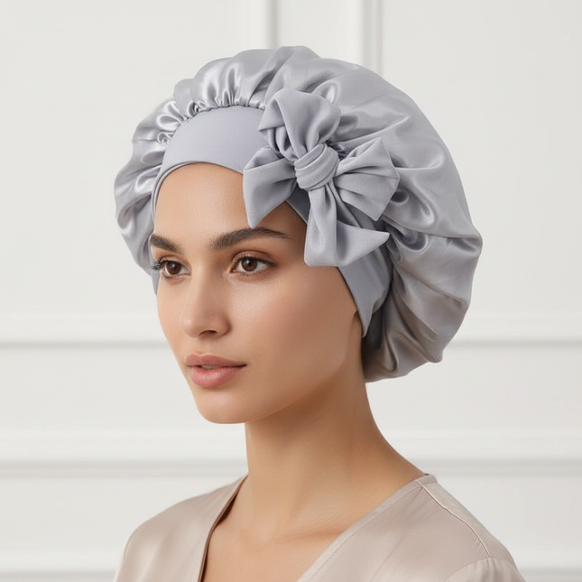 Women Satin Bonnet Solid Sleeping Hat Stretchy Tie Band Elastic Night Shower Cap Adjustable Hair Head Cover Bonnet for Women