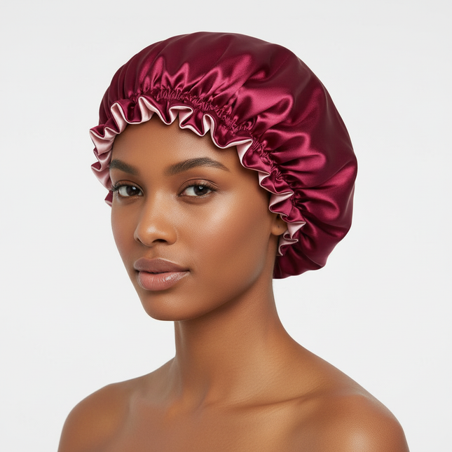 Lady Silk Night Sleep Hats Double Layer Head Cover Fashion Shower Cap Adjustable Silk Satin Bonnet For Women