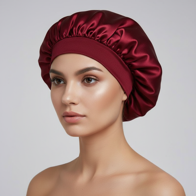 New Women Extra Large Satin Sleep Cap Solid Satin Bonnet Hair Styling Sleep Hat Wrap Shower Cap Beauty Hair Styling Tools