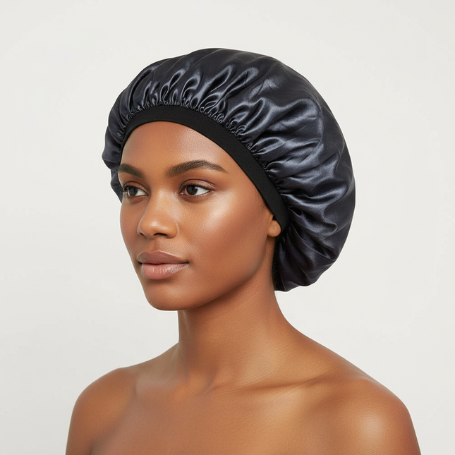 New Women Oversized Silky Hair Soft Elegant Bonnet Solid Color Satin Bonnet Sleeping Night Cap Elastic Shower Bath Hats