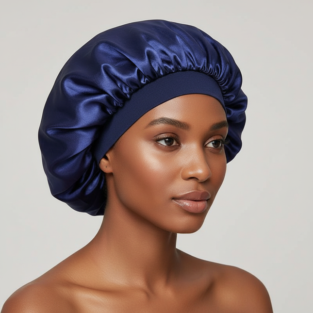 New Women Oversized Silky Hair Soft Elegant Bonnet Solid Color Satin Bonnet Sleeping Night Cap Elastic Shower Bath Hats