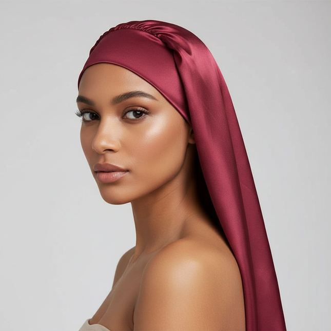 Long Women Large Satin Bonnet Silky Night Sleeping Cap Adjusting Button Night Hat Beauty Salon Hair Care Hat Bathroom Products