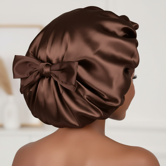 Sleeping Silk Bonnet With Tie Band Women Satin Bonnet Double Layer Satin Lined Hair Bonnet Curly Hair Sleeping Caps Night Cap - gallery 1