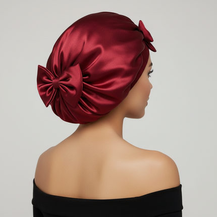 Women Satin Bonnet Solid Sleeping Hat Stretchy Tie Band Elastic Night Shower Cap Adjustable Hair Head Cover Bonnet for Women - gallery 1