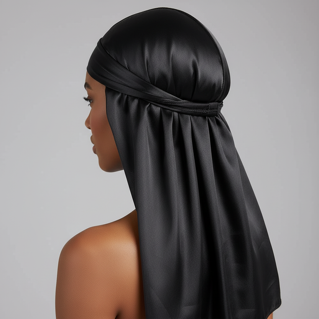 Men's Silk Durag Bonnet Bandana Silky Du Rag Doo Rag Long Tail Waves Cap - gallery 1