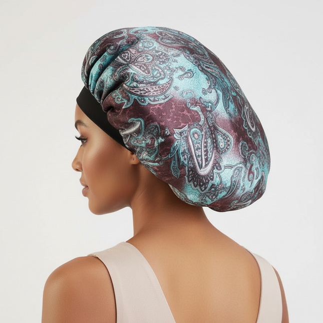 New Women's Extra Large Hair Cap For Sleeping African Printed Satin Cap Elastic Night Turban Artificial Silk Chemo Bonnet - gallery 1