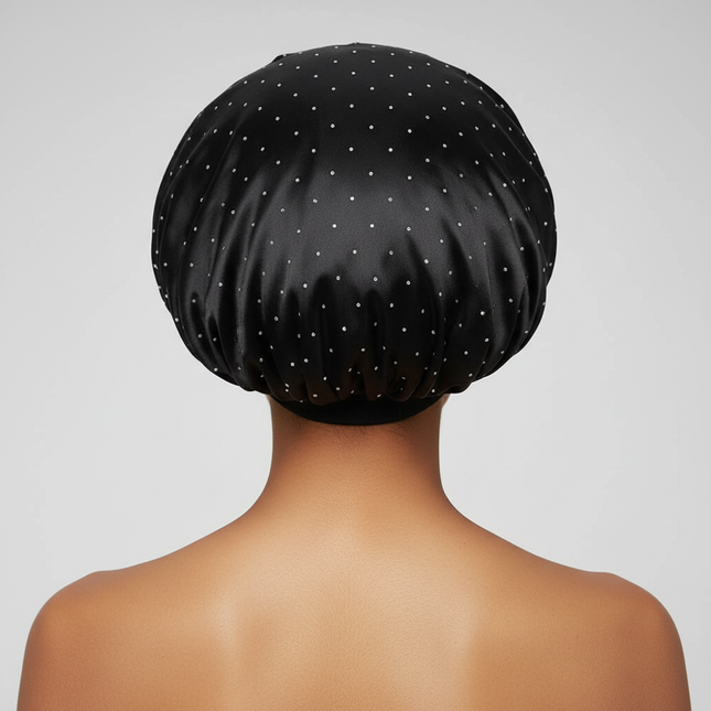 Elegant Wide Band Satin Sleep Hat Soft Adjustable Elasticity Salon Headwrap Rhinestone Decorated Makeup Headband Hair Care - gallery 1
