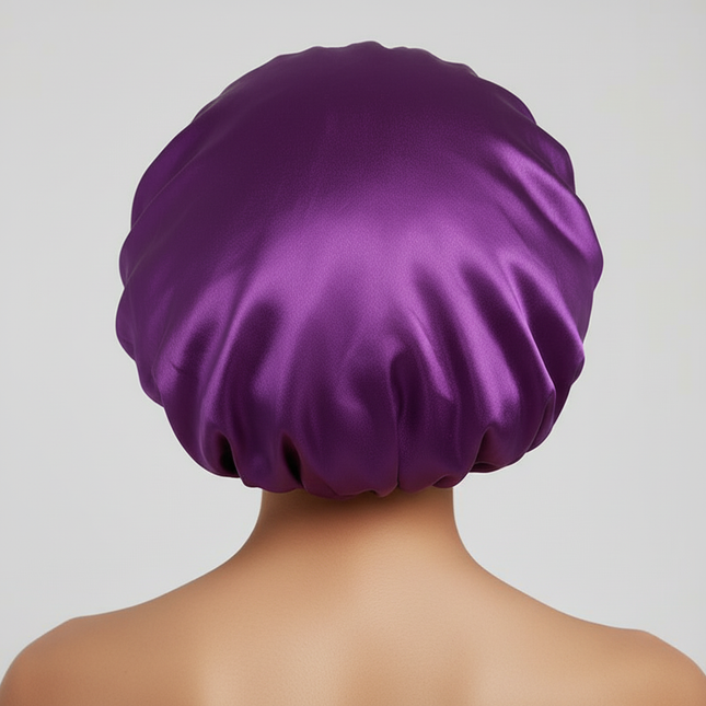 Women Satin Bonnet Hair Bonnet for Sleeping Hair Care Silk Bonnets Solid Wide-brimmed Sleeping Hat with Elastic Soft Band - gallery 1
