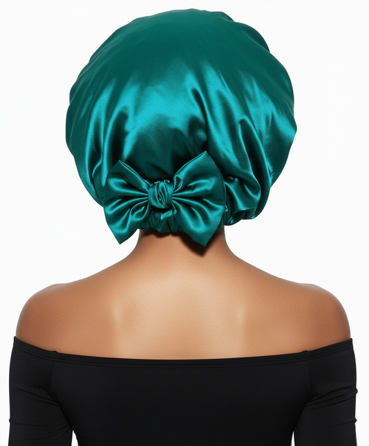 New Satin Double Layer Bonnet Solid Wide Tie Band Stretch Head Silky Bonnet Edge Wrap Nightcap Hair Care Shower Bonnet for Women - gallery 1
