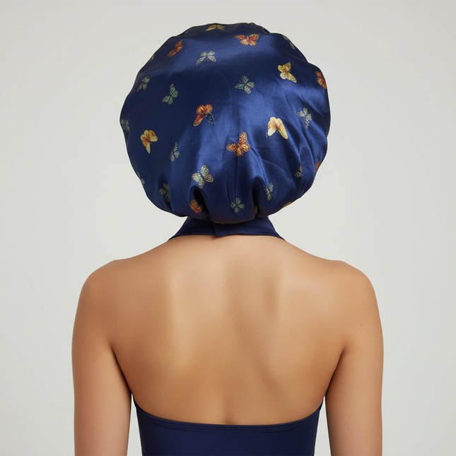 Patterned Satin Silk Sleep Bonnet for Women Long Curly Hair | Adjustable Tie Night Cap Maternity Hair Care Anti-Frizz - gallery 1