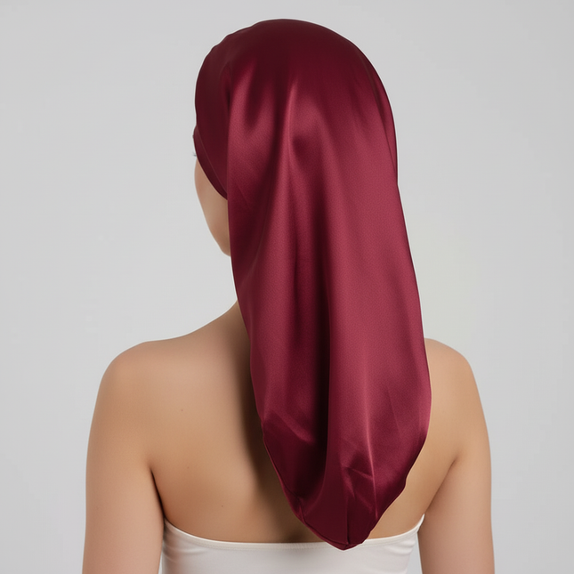 Long Satin Bonnet Sleep Cap Silk Sleeping Cap With Wide Elastic Band Loose Night Hat For Women Braids Curly Hair Natural Hair - gallery 1