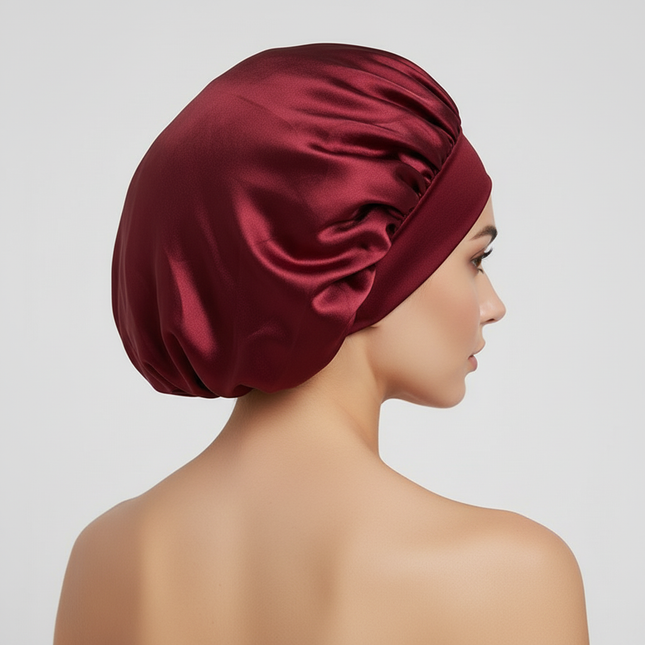 Women Satin Bonnet Hair Bonnet for Sleeping Hair Care Silk Bonnets Solid Wide-brimmed Sleeping Hat with Elastic Soft Band - gallery 1