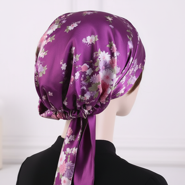 Women Silk Satin Cap Night Sleep Cap Hair Bonnet Hat Head Cover Satin Turban Headscarf Adjustable Ladies Long Hair Care Bonnet - gallery 1