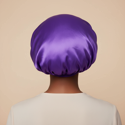 1pc Women's Solid Color Satin Wide-Brimmed Shower Cap, Suitable For Daily Use Silk Bonnet Satin Bonnet - gallery 1