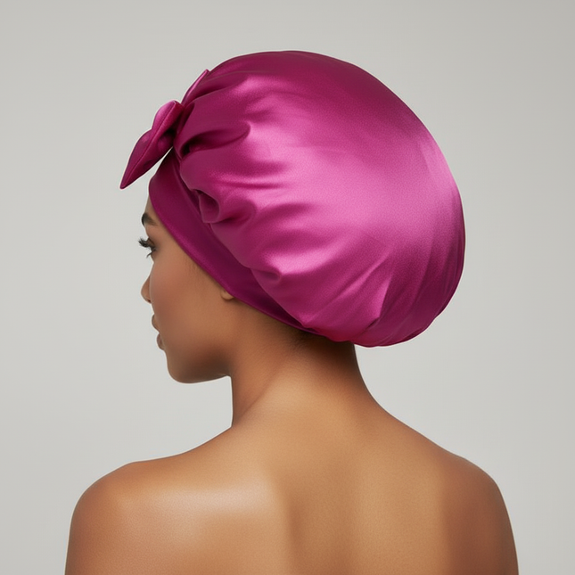Women Satin Bonnet Solid Sleeping Hat Stretchy Tie Band Elastic Night Shower Cap Adjustable Hair Head Cover Bonnet for Women - gallery 1