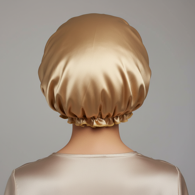 Adults Satin Nightcap Wide-brimmed Hair Loss Cap Solid Color Men Women Sleeping Cap - gallery 1