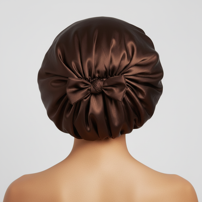 Women Satin Bonnet Solid Sleeping Hat Stretchy Tie Band Elastic Night Shower Cap Adjustable Hair Head Cover Bonnet for Women - gallery 1