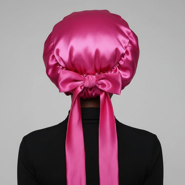 New Satin Sleeping Cap for Women Solid Wide Band Stretch Head Tie Silky Bonnet Edge Wrap Nightcap Hair Care Shower Head Cover - gallery 1