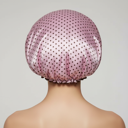1PC Waterproof Shower Cap Leopard Print Double Layer Elastic Shower Hair Cover Reusable Wave Point Shower Cap Bathroom Supplies - gallery 1